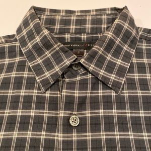 John Varvatos Men’s Gray Plaid Button Down Sz. S
